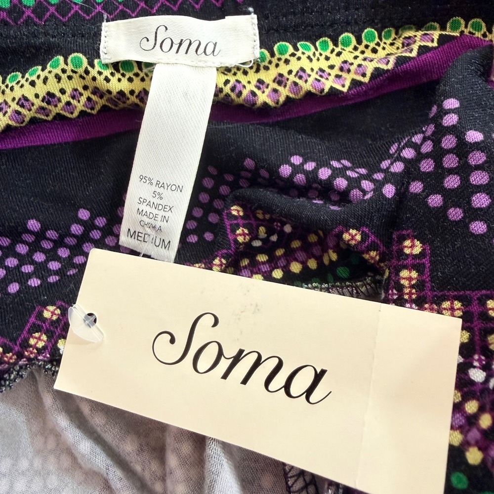 NWT Soma Halter Dress Sz M Purple Green Geometric Print Sleeveless Midi Boho NEW - Picture 5 of 8